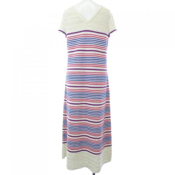 Authentic CHANEL CC Logo Striped Maxi Dress Cashmere 38 - Picture 2 of 8